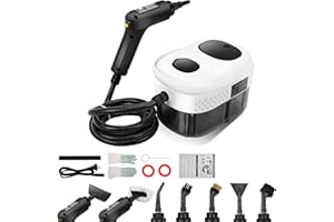 HEBERUCK Pulitore a Vapore Portatile 2500W, Serbatoio da 1.4L, Manico Regolabile a 3 Livelli, Pulitore a Vapore Manuale per Carta da Parati, Pavimenti, Tappeti, Divani