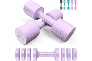 Sportneer Regulowany zestaw hantli: każdy 1 kg/1,5 kg/2 kg/2,5 kg (2 kg - 5 kg na parę), zestaw hantli 4 w 1, ciężarki dla kobiet, regulowana para hantli do treningu fitness w domu (fioletowy)