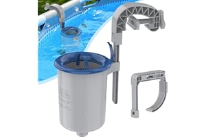 POOLAZA Skimmer de surface pour piscines hors-sol, support mural pour accessoires d'entretien de piscine pour piscines gonflables, piscines tubulaires et à cadre en métal, panier de skimmer flottant –