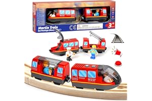 SWEETONE Trenino Elettrico per Bambini,Trenino Giocattoli, Locomotiva ad Azione a Batteria (Connessione Magnetica), potente treno motore per Motore Adatto Thomas, Brio, Chuggington in legno e treno