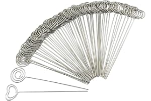 Woohome 60 Stück Metalldrähte Memo Clip Foto Stand für Hochzeit Party Kuchen Dekor, Gartenarbeit Dekoration, 30 Stück Herzform und 30 Stück Rund