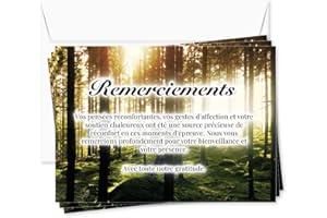 UTTSCHEID Lot de 50 - Cartes Remerciement - Deuil – Condoléances - Décès Obsèques - Cartes avec Enveloppes – Format A6 (10,5 x 14,8 cm) - Paix naturelle