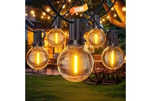 Utomhus Ljusslinga LED, 30M LED G40 Ljusslinga för Utomhusbruk, 50+2 G40 Plast Vattentät Glödlampor Ljusslinga Utomhus för Trädgård, Gård, Bröllop, Jul, Bakgård, Terrass, Fest, Patio