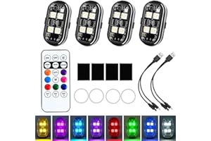 CHENRI LumexFlux – Wireless RGB LED Lights with Remote Control, Lumières Stroboscopiques pour Drone, 8 Couleurs Lampe LED rechargeable anti-collision étanche haute luminosité pour voiture et camion (4PCS)