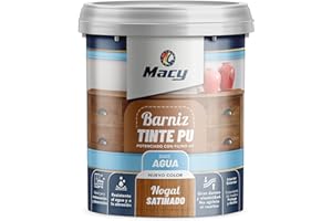 Macy Barniz Tinte Poliuretano Satinado para Interior con Gran Resistencia. 375 Mililitros. Color Nogal