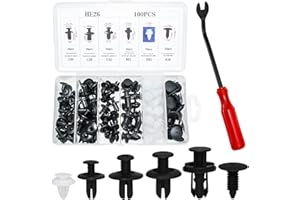 UGBO Rivetti in Plastica per Auto Universal Auto Nero Clip Nylon Rivetto Plastica Clip di Fissaggio Clip Carrozzeria per Interni Auto Pannello Paraurti Porta con Strumento di Rimozione 100Pcs
