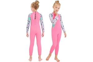 NATYFLY Neoprenanzug Kinder 2.5mm Neopren Thermal Badeanzug Jungen Mädchen Lange/Kurze Ärmel Tauchanzug Zurück Reißverschluss Einteilige Badebekleidung