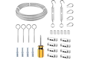 TooTaci Drahtseil 3mm Edelstahl, Stahlseil 3mm ummantelt,15M/3mm Edelstahlseil mit M5 Seilspanner Edelstahl set,Spanndraht Seilspanngarnitur für Outdoor light Hängen, Kletterpflanzen, Gardinen seil