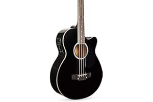 BEST CHOICE PRODUCTS Bajo eléctrico acústico de madera maciza con ecualizador (negro)