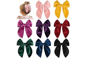 HCIMOOY 8PCS Grandi Fiocchi per Capelli Favola Fiocchi per Capelli per Bambine Fatti A Mano Rosso Neutro Fiocco Accessori per Capelli per Bambini Piccoli Bambini (Velluto 1)