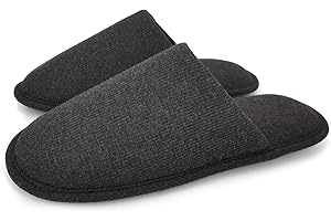OFOOT Męskie wewnętrzne bawełniane kapcie z pianki z pamięcią kształtu wsuwane letnie buty domowe płaskie oddychające lekkie nadające się do prania antypoślizgowe gumowe podeszwy