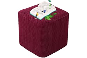 UYEOCO Copri Pouf Quadrati Elasticizzato Fodera Poggiapiedi Copri Ottomano Cover Rettangolare Copertura Protettiva Per Ottomana 40x40/45x45/35*35cm Lavabile Copri Sgabello ( Color : V , Size : 40X40CM )