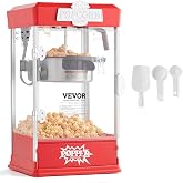 VEVOR Popcorn Maker, 480W, 4 oz, Produces 1.5 Gallons per Batch, Tabletop Popcorn Maker, Includes 3 Poppers, Cinema Style, Re
