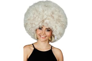ALLAURA Compatible with 70s Disco Costume – Deluxe Blonde Afro Wig for Women & Men – Huge Curly Wig for 1970s Outfits, Funky Party Looks, Retro Theme Events, Halloween, Dance Floor Accessories