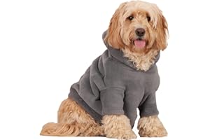 OHS Fleece Dog Hoodie Sherpa Lined Reversible Soft Cosy Easy Care Pet Clothing – Medium, Charcoal Grey