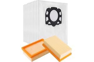 TOMKITY 10 Kärcher Staubsaugerbeutel mit 2 Filter Ersatz für Kärcher WD4 WD5 WD6 WD5P WD6P MV4 MV5 MV6, Filterset KFI 4410 Filter (2.863-005.0) und KFI 487 Beutel (2.863-006.0)