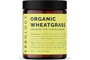 Erbology Erba di Grano in Polvere Bio 90g - 45 Porzioni - Purificazione del Corpo e Supporto Intestinale - Ricca di Clorofilla e Ferro - Direttamente dalla Fattoria in Europa - Piccolo Lotto