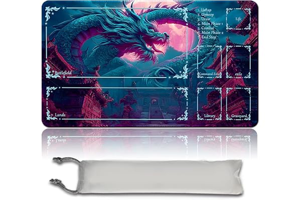 MTG Premium XXL spelmatta (60 x 35 cm), högupplöst fantasydesign, halkfri gummimatta för TCG/CCG/MTG (med zon, mtg50-10)