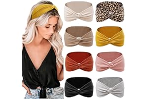 TERSE Haarbänder Damen Breite Stirnband Sommer Elastische Weiche Haarband Boho Gestrickt Design Mehrfarbig Stirnbänder Yoga Sport Workout Haarband