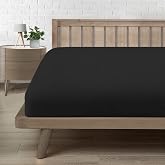 Fitted Sheets 150 x 190/200, Bed Sheets 150 Soft Microfibre, Comfortable and Breathable, for Mattress 15-30 cm Height, Black