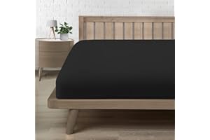 POLIGINO Lenzuolo Sotto con Angoli Matrimoniale 160, Lenzuolo in Premium Microfibra Certifié Oeko-TEX®, Lenzuola Letto Matrimoniale Confortevole Morbido Traspirante Nero 160x190/200 H30 cm