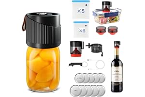 ANBEISTEE Kit di Sigillatore a Vuoto Senza Fili Mason Elettrico per Bocca Larga e Bocca Regolare Mason Jars, per la Conservazione e la Fermentazione Degli Alimenti, Nero