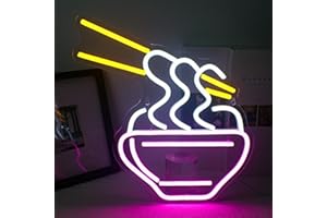 Horseneon Cartel de neón de ramen Luz de neón de fideos Luz de neón led rosa para pared de neón para restaurante Pub Hogar Bar Cocina Comedor Club Tienda japonesa de ramen Decoración de carteles