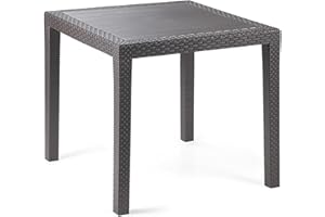 Mojawo Bistro Table Plastic 79 x 79 cm King Anthracite Square Balcony Table Garden Table Patio Table Weatherproof