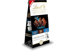 Lindt - Sachet de chocolat Mini Carrés EXCELLENCE - Assortiment de Chocolats Noir 70%, Noir Fleur de Sel et Lait - Extra Fondant, 154g
