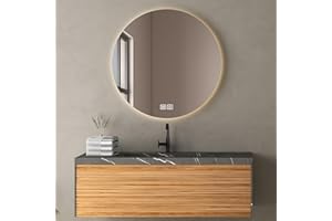 Bayt Espejo de baño 60 cm - Espejo Redondo con calefacción - Espejo de Pared con Iluminación - Antivaho - Regulable (1, Redonda - 3 Luces)