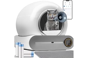 NAJKYGAY Caja de Arena para Gatos Autolimpiable, 74L Arenero Gato Grande XXL con Detector de Infrarrojos y Sensores de Peso, Control de Aplicaciones Diseño de Ahorro de Espacio Arenero Cerrado para Gatos (A)