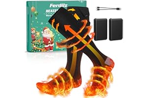 Ferdiiz 2024 podgrzewane skarpety na baterie, 2 x 6000 mAh/5 V maks. 12 godzin zimowe wielokrotnego ładowania USB podgrzewane skarpety elektryczne podkolanówki z 4 temperaturami dla całej wkładki