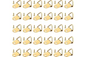 AIDQXBAOER Attaccaglie per Quadri, Ganci per Quadri Muro, Triangolo Anello Gancio da Parete, Ganci Quadro per Appendere Quadri per Cornici, 30 Pezzi Con Viti (Oro)