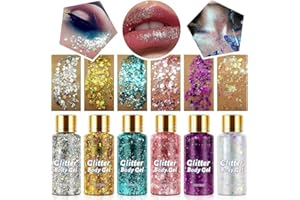 ABODIUSS 6Pcs Glitzer Gesicht, Body Glitter für Make-up, Festival Glitzer Gesicht Für Augen und Lippen,Maniküre DIY Glitter, Face Glitterr für dauerhaften Glanz,Long-Lasting Mermaid Sequins Chunky Glitters kit