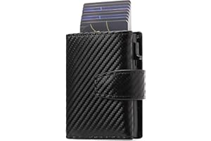 SENDEFN Kartenetui mit Münzfach | Geldbörse Herren RFID Schutz | Geldbeutel aus echtem Leder | Mini Portemonnaie Herren Slim Wallet | Pop-up Kartenhalter | Clip aus Aluminium