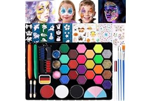 ‎JANOLIA Janolia Gesichtsfarbe Kinderschminke Set, 25 Bodypainting Farben für Theaterschminke, Wasserbasis Kinderschminke, Faschingsschminke Face Paint, Ideal Kinderschminken Set für Halloween Karneval