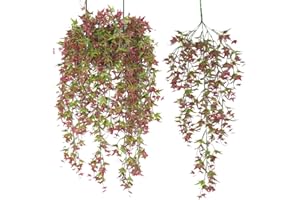 Fycooler 3Piezas Plantas Artificiales Colgantes Enredadera Planta Artificial Colgante, Planta Artificial Exterior Decorativas Hanging Plants Plástico Planta de Helechos Decoración Pared Terraza Jardín