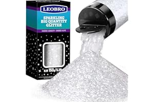 LEOBRO Paillettes blanches, 150 g, paillettes de Noël pour artisanat, festival, neige, décoration de Noël, 1/24"