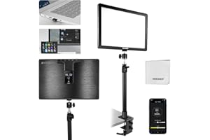 NEEWER 15,5" LED Streaming Key Light, CRI97+ Clamp on Tisch Panel Video Licht, 2,4G PC/Mac iOS/Android APP Steuerung, Kompatibel mit Elgato Stream Deck für Gaming Recording Zoom Call, GL1 PRO Schwarz
