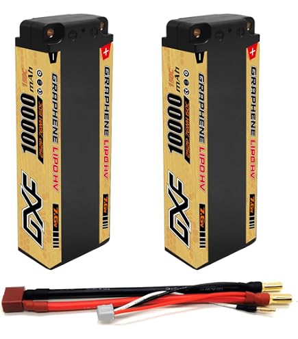DXF – Lot De 2 Batteries LiPo 2S 7,6 V 130C 9200 MAh Avec Connecteur Sphérique 5,0 Mm Vers T – Pour Voitures Et Avions RC 1/8 – 1/10