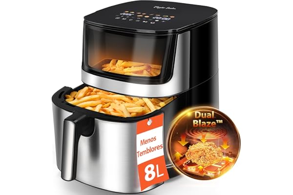 Taylor Swoden Freidora Aire 8L Dual Blaze™ 2000W - Doble Calentamiento, 10 Programas, Ventana Visual, Panel Táctil, Sin Preca