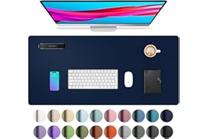 Aothia podkładka na biurko, ze skóry PU, podkładka pod mysz, antypoślizgowy ochraniacz na biurko, wodoodporna podkładka na biurko do biura i domu (80 x 40 cm, ciemnoniebieska)