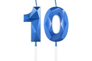 MCISKIN Royal Blue 10th Birthday Candles, 3D Number 10 Candle for Cake, Boy Girl 10th Birthday Decorations,Sapphire Candle Topper Blue Cake Decorations for Birthday Party Wedding Anniversary Supplies