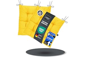 ‎LILENO HOME LILENO HOME 2er Set Stuhlkissen 02 Gelb (40x40x6 cm) - Sitzkissen für Garten, Küche oder Esszimmer - UV-beständige Indoor u. Outdoor Stuhlauflage als Stuhl-Kissen (Linda FUM)