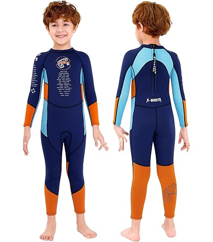 Kids Wetsuit For Boys Girls 2.5MM One Piece Full Body Neoprene Long Sleeve Swimsuit, UV
