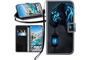 Sunrive Funda Compatible con Doogee X95 Pro (2021), Cuero Artificial Sintético Protectiva Carcasa Resistente Cierre Magnético,en Folio,Soporte Plegable(Tigre Negro B1) + 1x Lápiz óptico