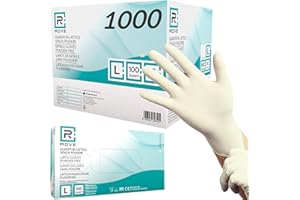 R MOVE 1000 Guanti in Lattice monouso 5,7gr senza polvere, alta sensibilità sia al tatto che al palmo, guanti usa e getta in lattice, 10 scatole da 100 guanti, dispostivo medico (1000, L)