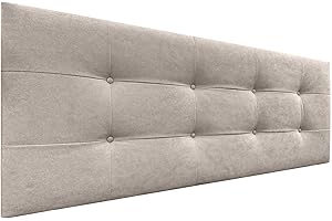DHOME Cabecero, Cabezales de Cama Acolchado Capitoné 8cm de Grosor. Cabezal tapizado ACUALINE Tela y Polipiel. Cabeceros de Cama Matrimonio e Individual (Tela Beige, 160cm (Camas 150/160))