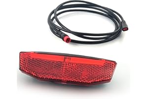 HUDAMZKY Electric Bike Tail Light, 6V‑60V LED Light Electric Bicycle Tail Light Rack Mount 2pin SM/Waterproof Connector for Electric Bike Conversion Kit