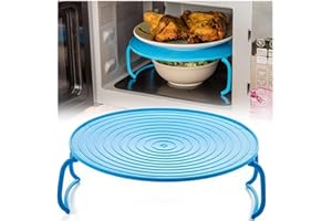 Gehanico Lot de 3 plateaux pliables pour micro-ondes - Accessoires de cuisine pour micro-ondes, réfrigérateur, four à micro-ondes - Cadeau pour la famille (bleu)